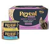 Reveal Natural Wet Kitten Food in Broth, Limited Ingredient Grain Free Canned Kitten Food, Protein with No Artificial Additives, Chicken & Tuna Variety in Broth (8 x 2.47 oz Cans)