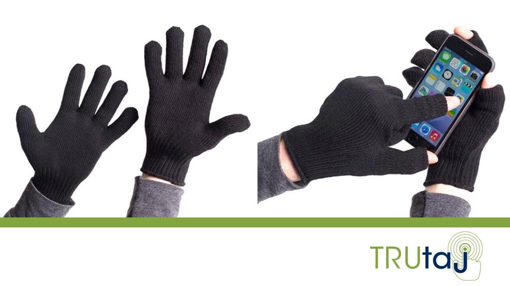 Trutaj Touchscreen Wool Blend Mid-Weight Gloves | Patented Open Fingertip for Texting, Outdoor & Everyday Use