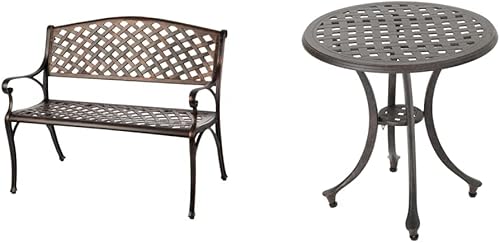 Patio Sense 61491 - Banco de patio de aluminio fundido, ligero y resistente, perfecto para relajarse en el jardín y Christopher Knight Home Lola -