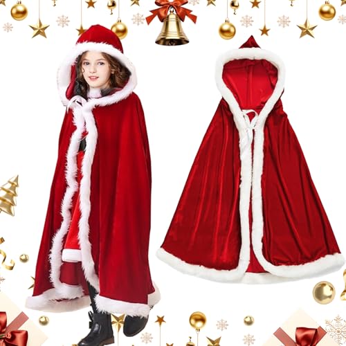 Weihnachten Santa Umhang mit Kapuze, Rotes Cape Weihnachtsmann,...