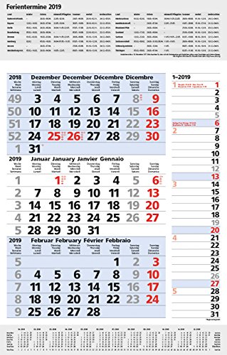 3-Monats-Planer Combi Blau 261119 2019: 3-Monatskalender groß I Wandplaner / Bürokalender mit Datu 3-Monats-Planer Combi Blau 261119 2019: 3-Monatskalender groß I Wandplaner / Bürokalender mit Datu