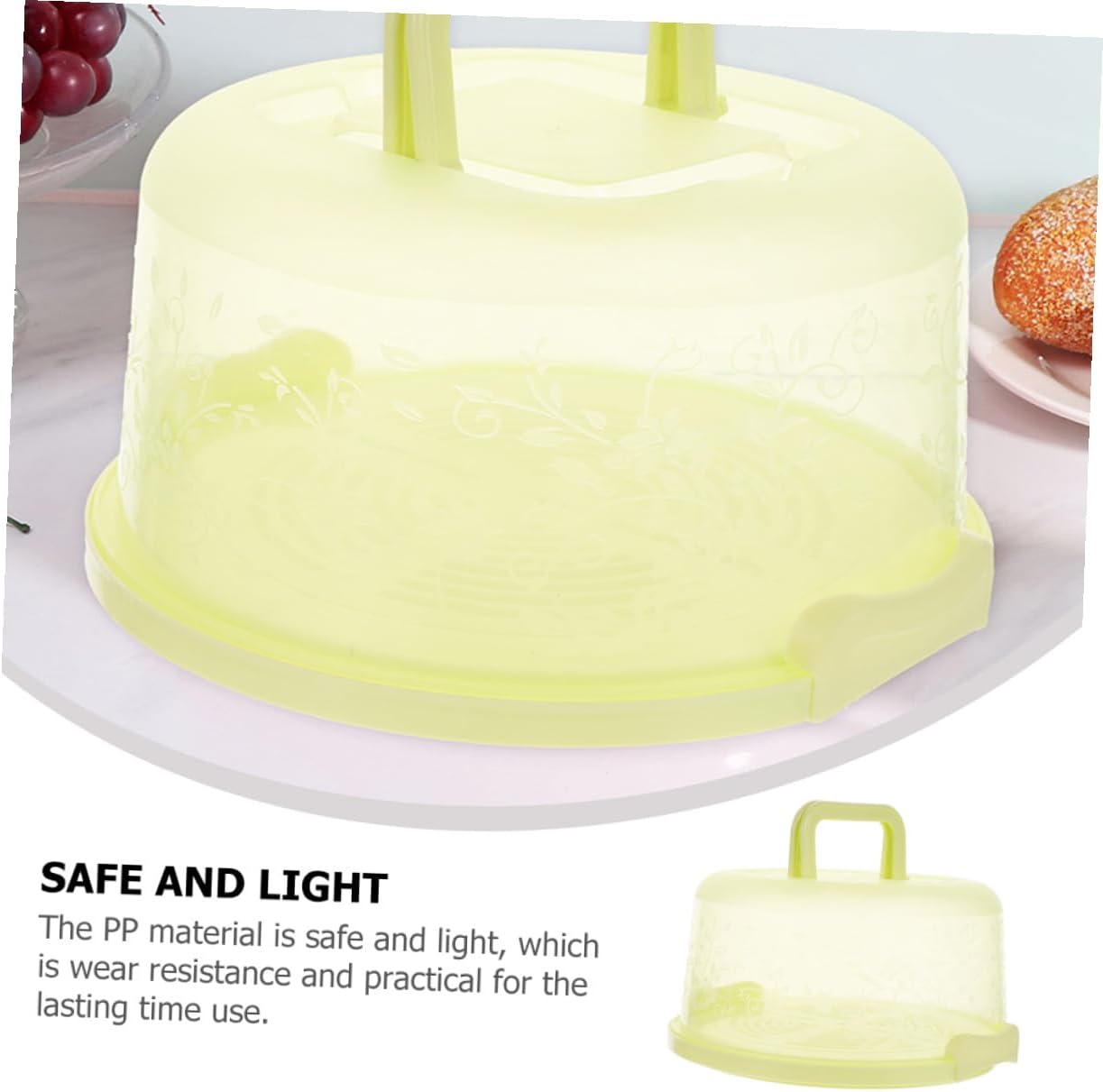 Ipetboom 2pcs Portable Cake Carrier Box with Handle, Green Buckle Closure Pp Cake Packaging Container for Birthday and Dessert Storage