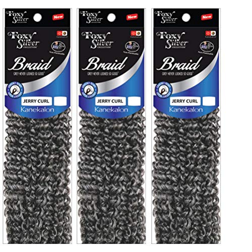 Foxy Silver (Foxy Braid - Jerry Curl 12 Inch - 3 Packs) - Synthetic Crochet Braiding Hair in 51