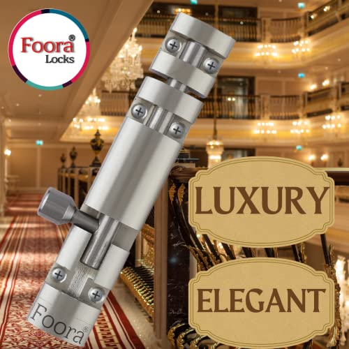 Image of Foora Premium Tower Bolt - 4 Inch Stainless Steel Rod with Knob, Aluminum Body (Chatakni), S.S. Finish, Door, Window, Gate Lock Pack of 1