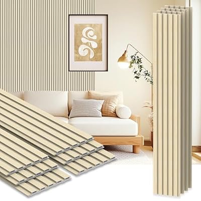 RITOLLO 10-Pack WPC Slat Wall Panels, 96 x 6 Inches 3D Fluted Wall Panels for Interior Wall Decor, Modern Accent Wood Wall Paneling for Living Room, TV Background, Office, Bedroom(Oak)