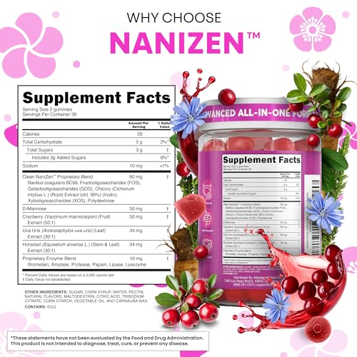 Image of Clean Nutra Vaginal Probiotic Gummies for Women Cranberry Digestive Enzymes D Mannose Womens Probiotic Dmannose Horsetail Bromelain Chicory Fiber Feminine Care Prebiotics Inulin Papaya Enzyme Gummy