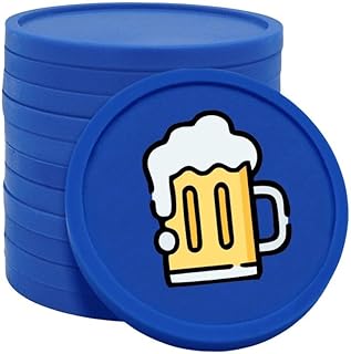 CombiCraft 100 Fichas de plástico Color Azul Oscuro con Dibujo Jarra de Cerveza - 29 mm de diámetro - para Juegos y restauración, Vale de consumición.