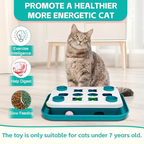 unimaxlink Cat Puzzle Toys for Indoor Cats Mind Game Ball Track Kitten Food Puzzles Toy Sensory Activity Cat Enrichment Toys Treat Feeder Entertainment Mental Stimulation Kitty Gift - Thumbnail 4
