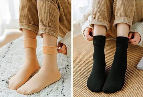 Image of Glus Unisex Winter Warm Fleece Socks, 100% Warm Super Hot For Men & Women