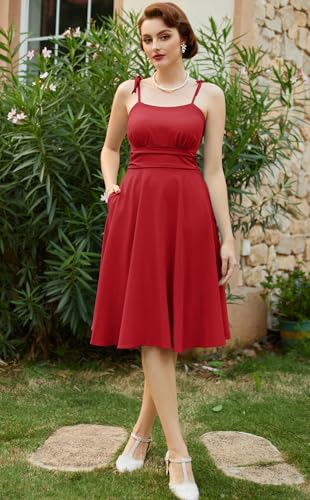 Image of Belle Poque Women's Spaghetti Strap Midi Vintage Tea Party Dress | Belle Poque Women's Spaghetti Strap Midi Vintage Tea Party Dress,A-line,Cocktail Dress,Graduation Homecoming Dress