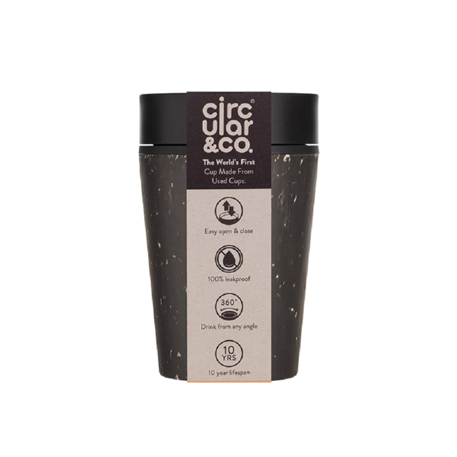 Circular and Co Leakproof Reusable Coffee Cup 8oz/227ml - The World's First Travel Mug Made from Recycled Coffee Cups, 100% Leak-Proof, Sustainable & Insulated (Black & Cosmic Black)