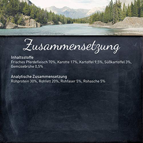 Wildes Land - Fleischwürfel Pferd - 100 g - Kausnack für Hunde - 70% Frischfleisch - 30% Gemüse & Beeren - Natürlich belohnen - getreidefrei - Hohe Akzeptanz - Frisches, schonend getrocknetes Fleisch