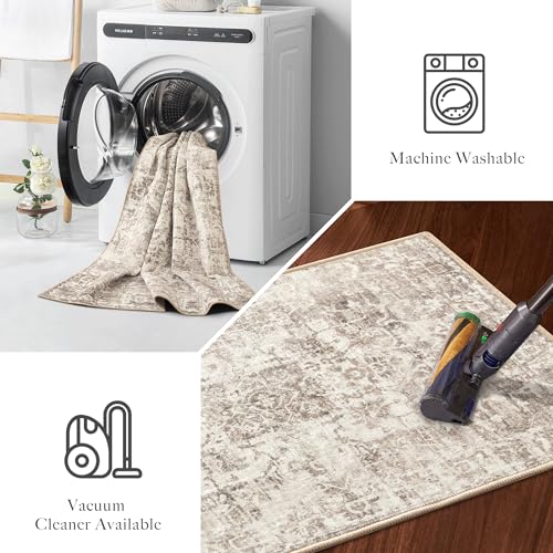 Stangh Runner Rug 2X6 For Hallway Kitchen Washable Rug Runner Medallion Distressed Bohemian Beige Tan Farmhouse Home Decor Soft Faux Wool Floor Carpet For Bedside Entryway thumb #4