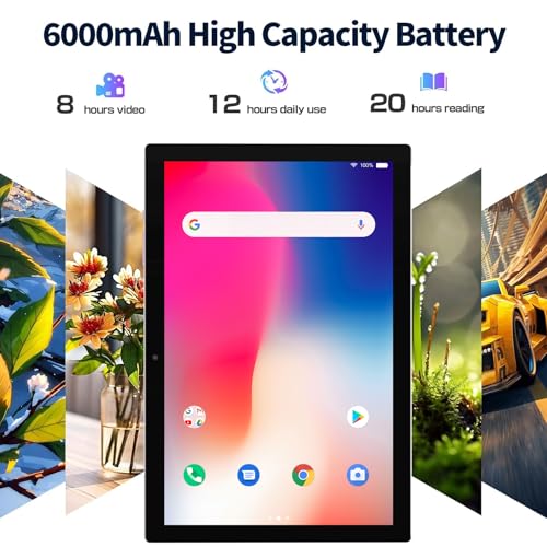 Image of Android 15 Tablet, 10-inch 2-in-1 Tablets with Keyboard, 18GB RAM 128GB ROM 2TB Expand, Quad-Core 2.0 Ghz CPU, 5G WiFi 6, BT5.0, HD Touch Screen 1280x800, 6000mAh, Wid, Wid, Wid, Evine L1