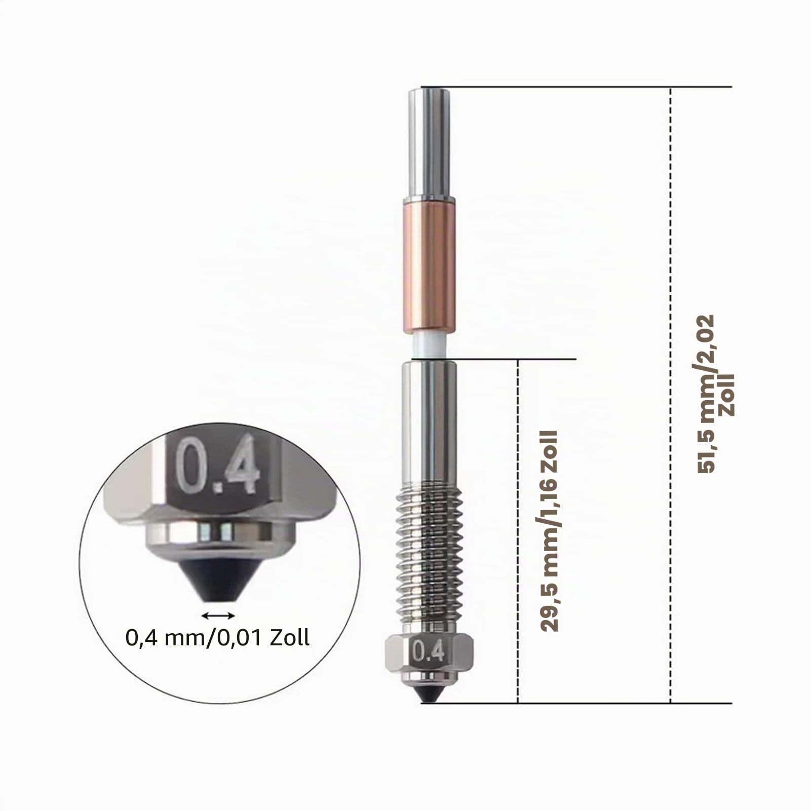 Bimetallische Extruderdüsen, Integrierte Keramikisolierung, kein Werkzeugwechsel, 0,2 Mm, 0,4 Mm, 0,6 Mm, 0,8 Mm Düsen mit Glänzender Innenseite, für QIDI PLUS 4 3D-Drucker