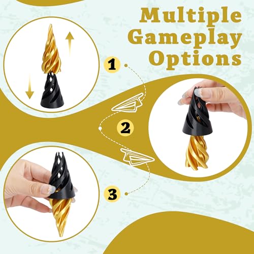 5 Packs Impossible Cone Fidget Toy, 3D Printed Spiral Cone Fidget Toy for Anxiety Relaxing, Impossible Pyramid Passthrough Birthday Party Gift for Adults & Kids Desk Decor(Black+Gold) — view 3
