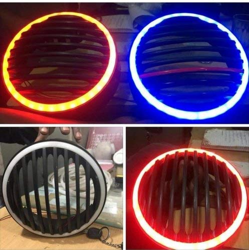 visionrabbit Black LED Headlight Grill for Royal Enfield Classic 350, Size: Universal Regrill1