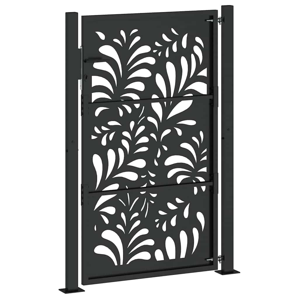 Metalowa brama ogrodowa, 100 x 150 cm, z zamkiem i kluczami, malowana proszkowo stalowa brama wejściowa, falista konstrukcja, do ogrodu i działki