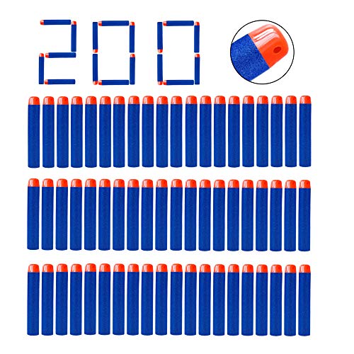 Camkey 200 Safe Elastic Air Hole Round Head Refill Darts Bullets Compatible with Nerf N Strike Elite Blaster Kid Toy Gun