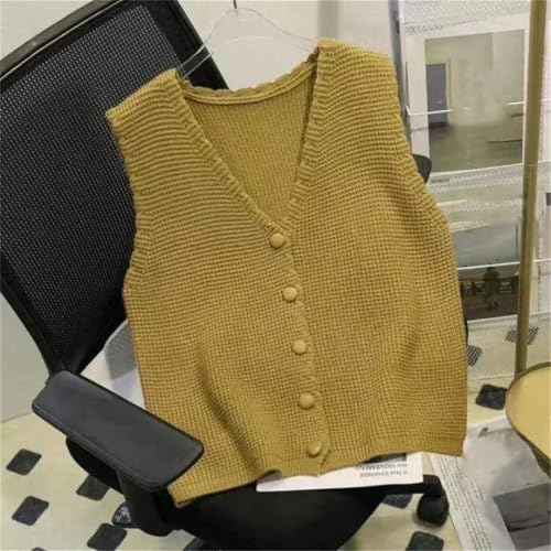 Female Sleeveless Outwear All-Match casual Vest TwistedV-Neck Daily Knitted Sweater Vest2