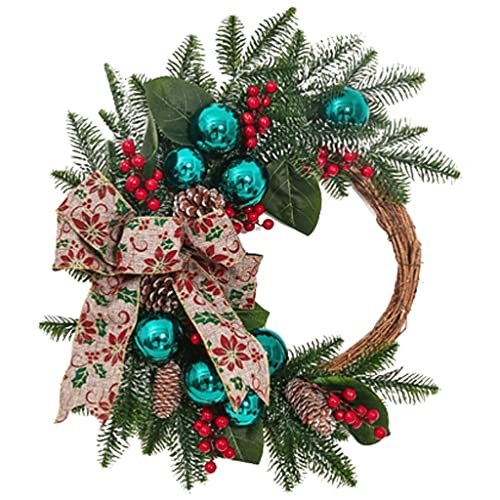 Couronne de Noël légère FLXHSA pour décoration de ferme et porche accueillant