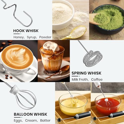 Image of Handheld Electric Milk Frother with 3 Heads, Coffee Whisk Foam Mixer with USB Rechargeable 3 Speeds, Foam Maker Blender for Latte, Cappuccino, Hot Chocolate, Egg (Type 6)