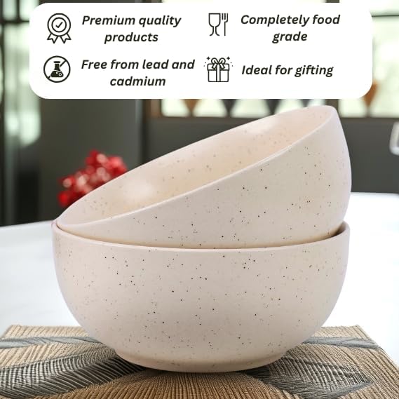 Image of Niyara Ceramic Printed Bowl Set of 2 | Premium Serving Bowls for Snacks, Soup & Desserts | Microwave & Dishwasher Safe (Glossy White)