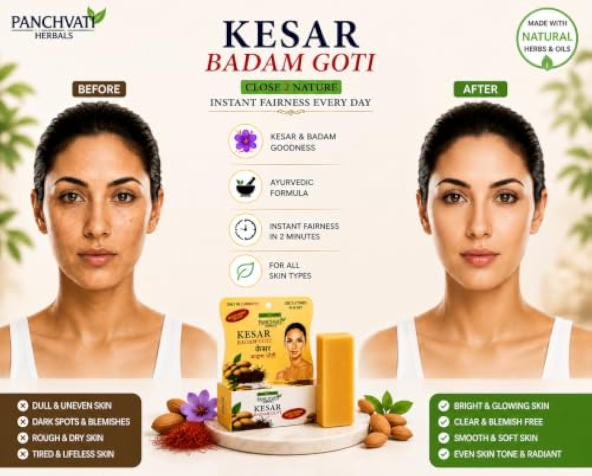 Kesar Badam Goti Beauty Soap Pack of 8