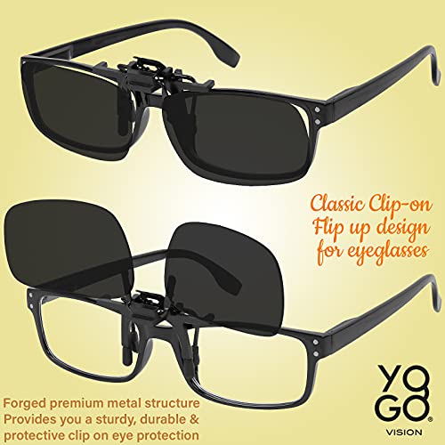 Yogo Vision Clip on Sunglasses for Men Women Clip-on Over Prescription Eyeglasses Easy Flip up Polarized Shades (3 Pack)2