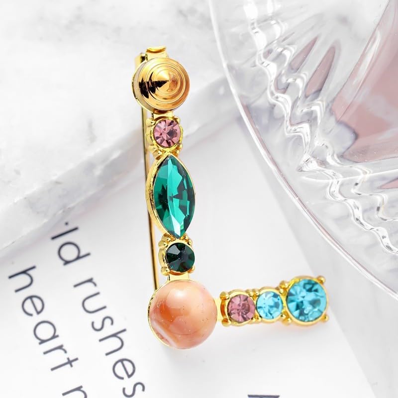 Image of Initial Brooch Pins A-Z 26 Letters Brooches For Women Colorful Enamel Alphabet Pin Pearl Crystal Lapel Pin