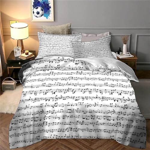 Housse de couette notation musicale hypoallergénique contre allergies lit simple - 6