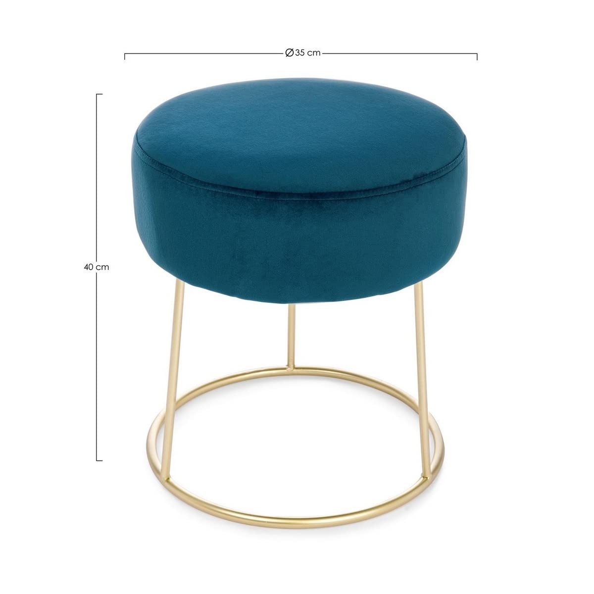Yellowshop - Pouf sgabello Ø 35xH40 cm in velluto CLARA Giallo ocra Grigio Verde bottiglia Verde petrolio (Verde petrolio)