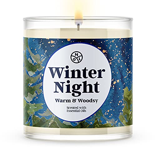 NGL Winter Night Scented Candle | Christmas Tree, Cedar, Rosemary Aroma | Powerful Scent Soy Jar Candle with Lid, 10 oz