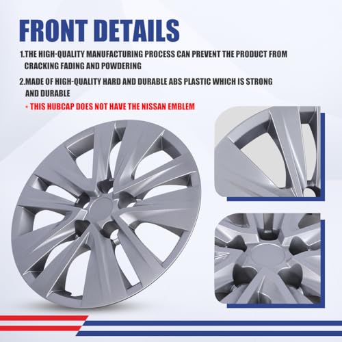 Image of Winjet 16 inch Hubcaps for 2020-2025 Nissan Sentra Wheel Rim Covers, [Only Fit Iron Hub & Steel Wheel] Heavy Duty ABS & PC Material Snap On Installation (16 Inch Set of 4, Lacquer)