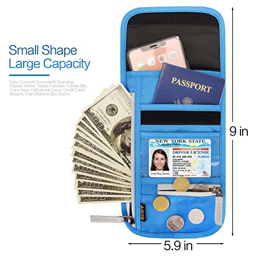 Image of Neck Wallet Lightweight RFID Blocking Waterproof Travel Pouch Passport Wallets for Women Men