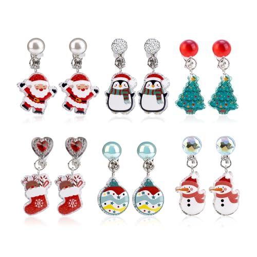 Boucles d'oreilles de Noël en résine : le cadeau parfait en lot de 6 clips filles