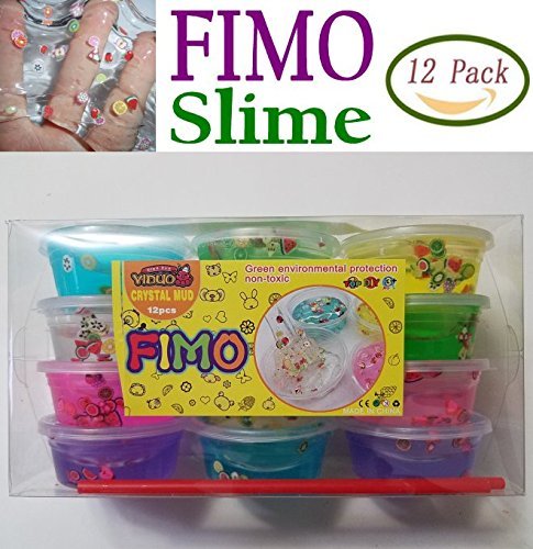 Box of 12 FIMO Slice Slime Fruit Salad Crystal Clear Putty Mud Creative Gag Gift