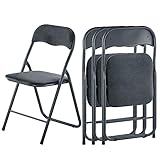 LeChamp Samt Klappstühle Bequeme langlebige Indoor Stühle mit Stahlrahmen rutschfesten Füßen Ideal für Esszimmer Wohnzimmer Büro Partys Set aus 4 Grau