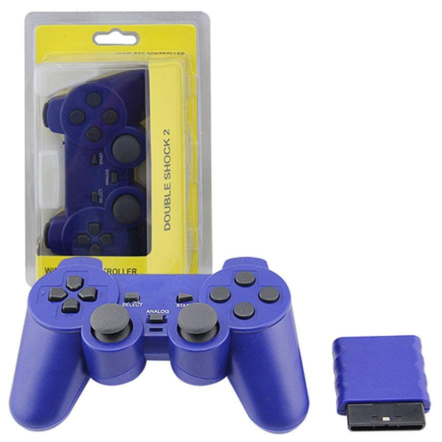 MANDO INALAMBRICO COMPATIBLE PARA SONY PLAY STATION 2 DUALSHOCK 2 PS2 PILAS AZUL