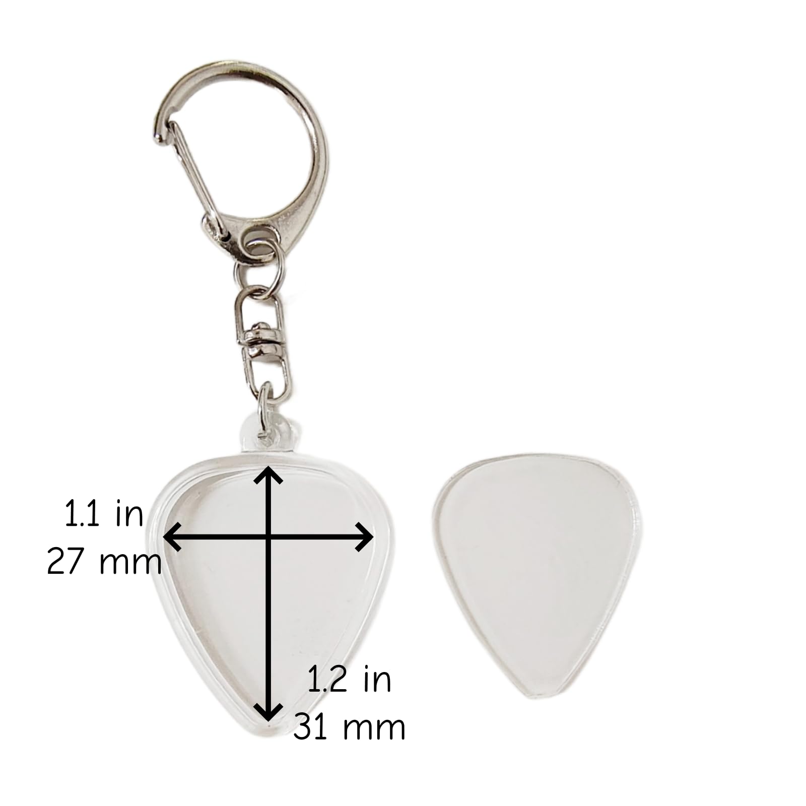 JLEivvi 1 PCS Guitar Pick Holder Keychain, Heart Shaped Clear Pick Case Box Storage for Daily Use and Performances - Image 3
