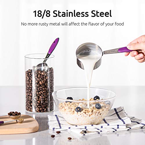 Image of U-Taste 10 Piece Measuring Cups and Spoons Set in 18 /8 Stainless Steel (Purple)