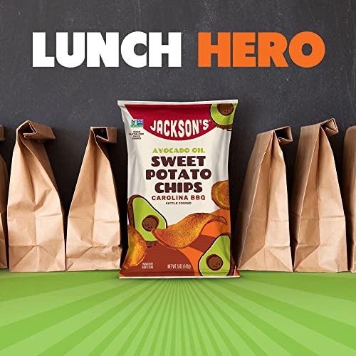 Jackson’s Sweet Potato Carolina Bbq Kettle Chips Made With Premium Avocado Oil (5 Oz, Pack Of 7) - Allergen-Friendly, Gluten Free, Peanut Free, Vegan, Paleo Friendly - Shark Tank Product #TOP5