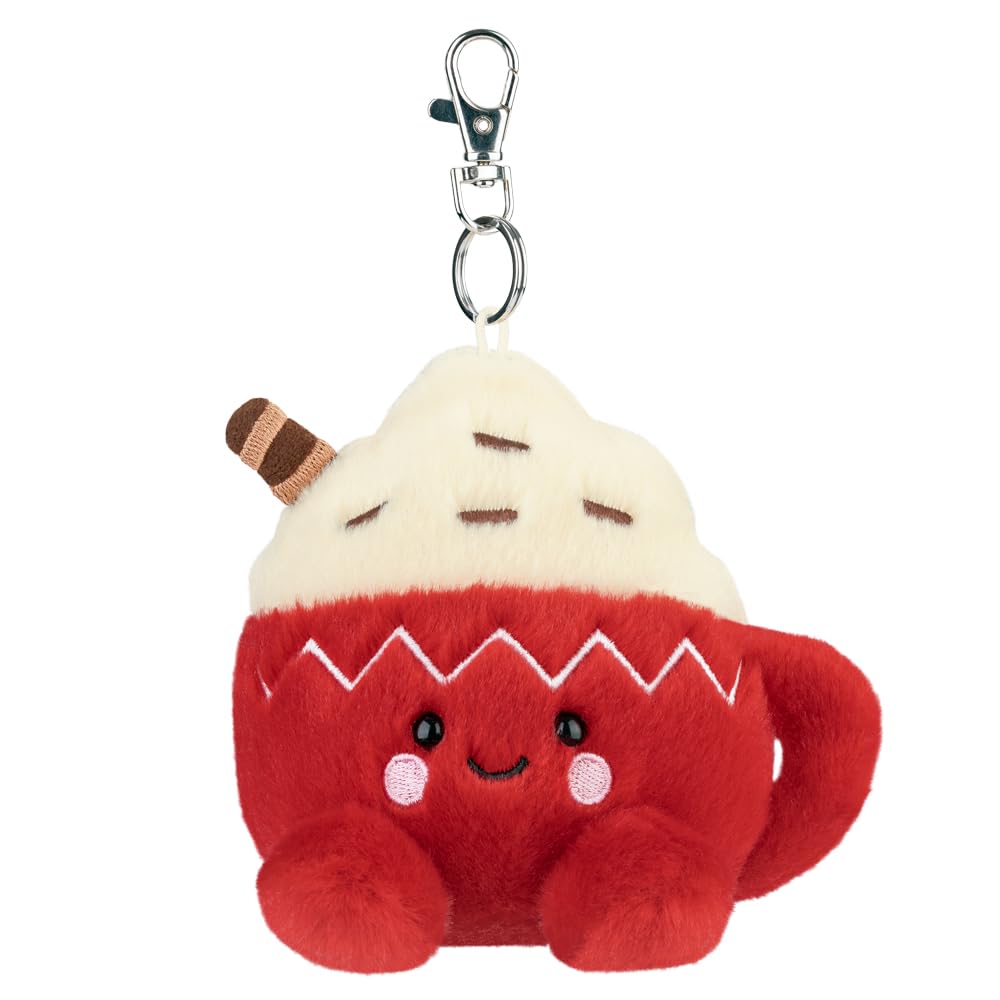 AURORA - 61676 - Palm Pals Cassia Hot Cocoa Clip-On 10cm, Soft Toy - Fun Collectable Plush for Kids and Adult Collectors - Perfect for Christmas Decorations and Gifts - Red
