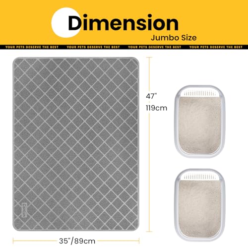 Image of Conlun Cat Litter Mat Litter Trapping Mat, 47 inch x 35 inch Premium Durable PVC Grid Mesh with Scatter Control, Non-slip, Less Waste Cat Litter Box Mat, Soft on Kitty's Paws, Urine Waterproof