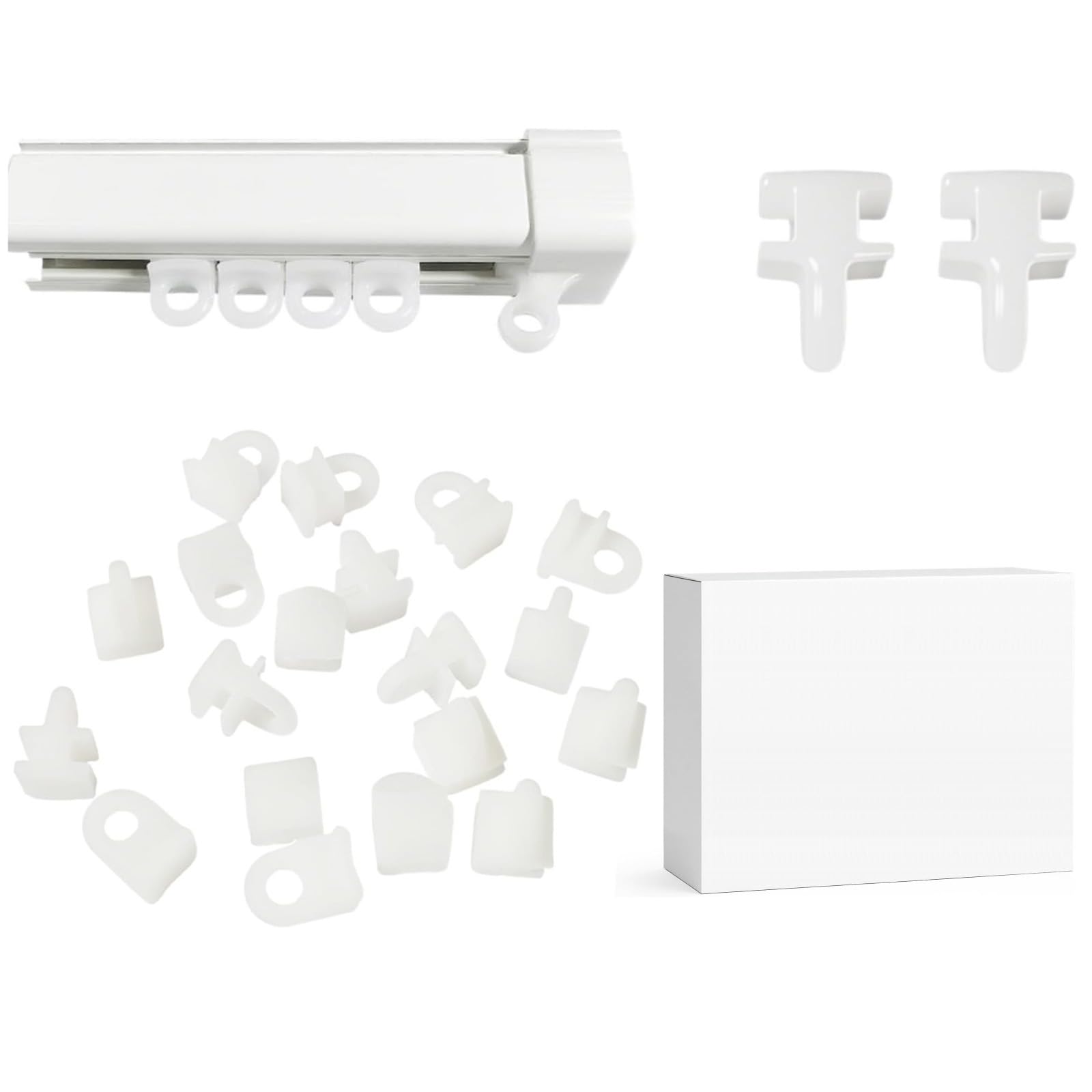 White Curtain Track Gliders Hooks,100 Pcs Curtain Glider Hooks for Slim Track Window Door Curtains 10mm x 6mm,Curtains Rail Gliders Rollers Runners Eyes Hook for Shower Ceiling