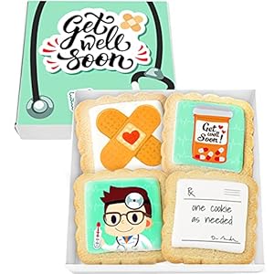 Get Well Soon Gift Cookies Basket Box 4 PACK For Kids and Adults After Surgery Care Package Feel Better Sick | Nut Free | Kosher