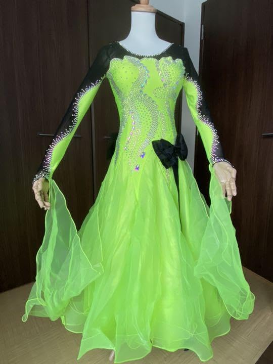 社交ダンスモダンドレス蛍光イェーロー