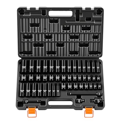 Image of VEVOR 3 /8 inch Drive Impact Socket Set, 48-Piece, Deep & Shallow Kit
