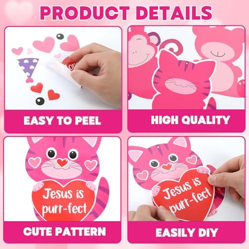 Cadeau chrétien pour enfants : 36 kits d'artisanat animaux cœur de Jésus - 4
