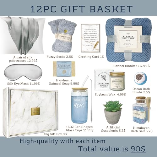 AHAGIFTREE Get Well Soon Gift Baskets For Women,12PC Get Well Gifts for Women After Surgery,Birthday Gifts,Care Package,Grief,Sympathy,Condolences Gift Basket for Friend (navy blue) - Image 3
